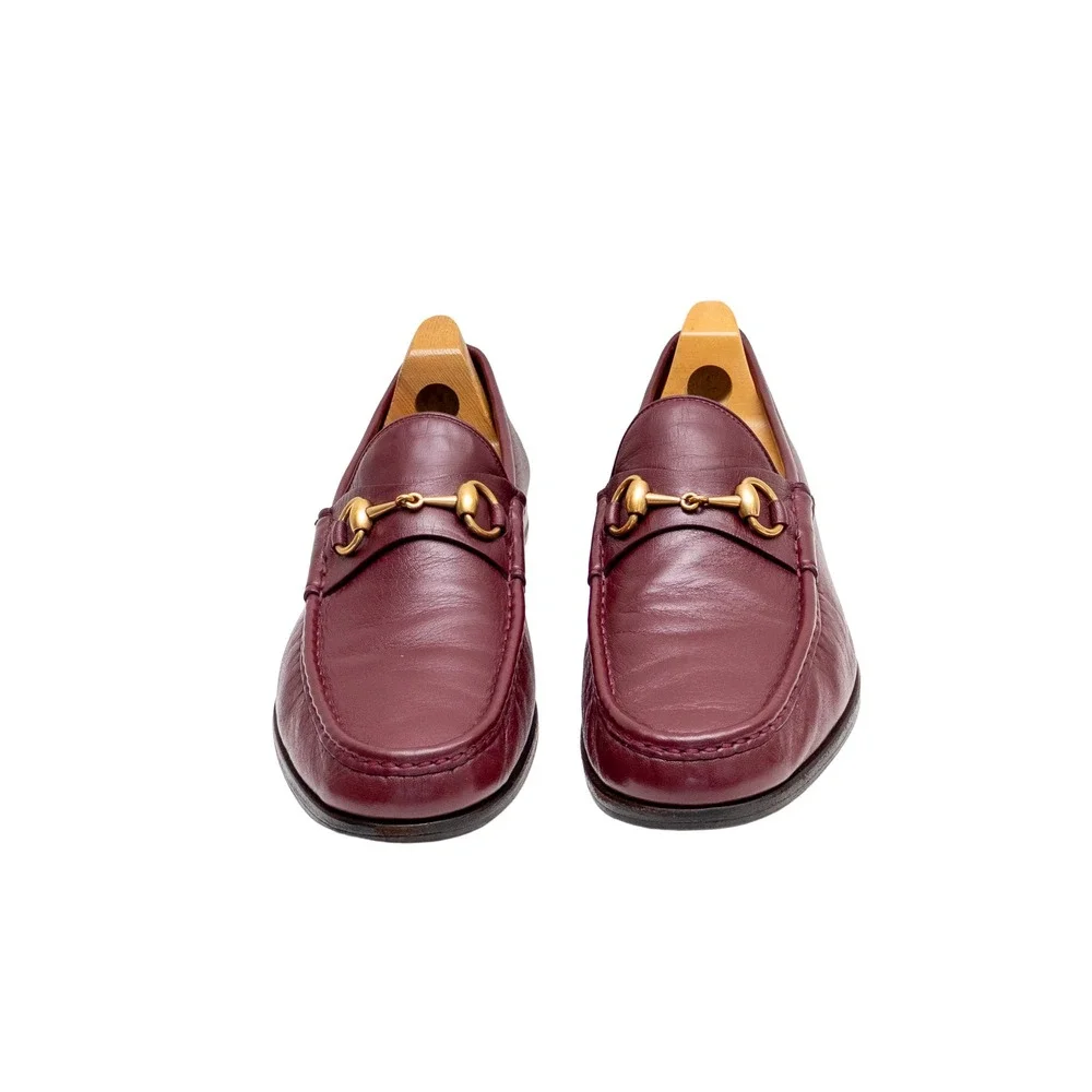 Gucci Horsebit Loafers Burgundy Leather Gold Hardware Mens UK 8.5 US 9.5